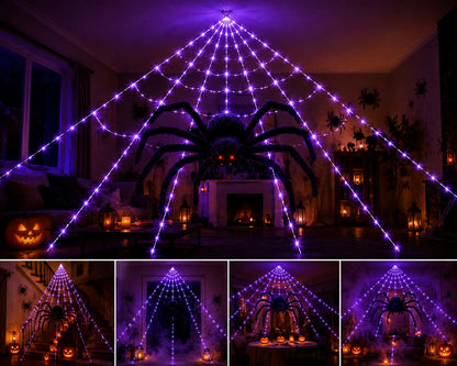 Araignée géante effrayante + Toile LED