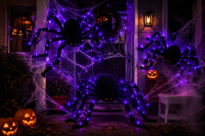 Araignée géante effrayante + Toile LED