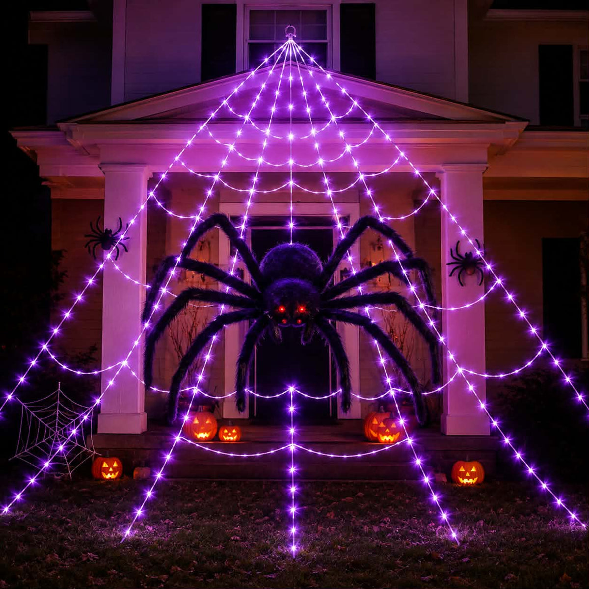 Araignée géante effrayante + Toile LED